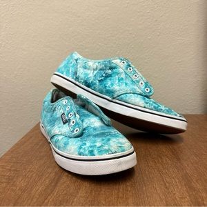 VANS Off The Wall Skateboarding Shoes Ocean Blue Wave - Women's Size 6.